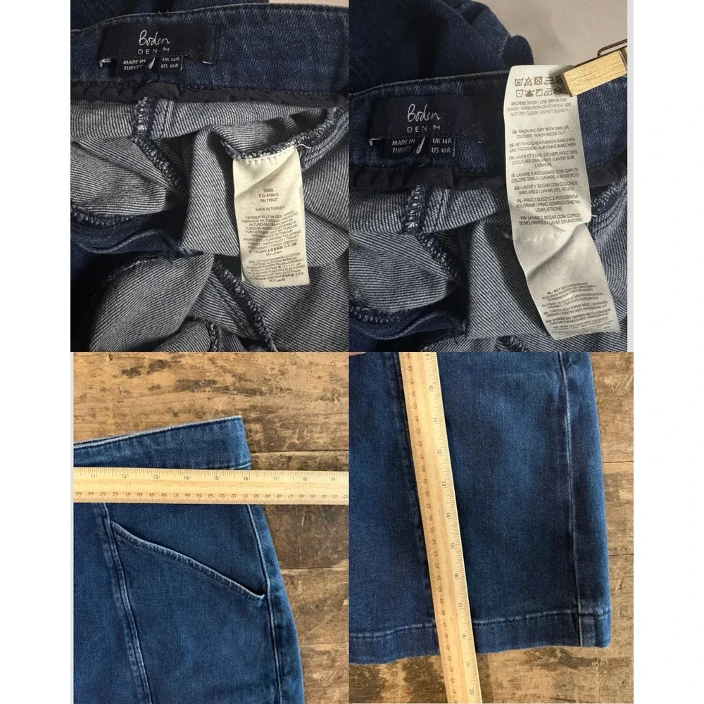 Boden Dark Indigo Denim A-Line Mini Skirt Blue Seam Detail Size US 10R Medium - Picture 7 of 7
